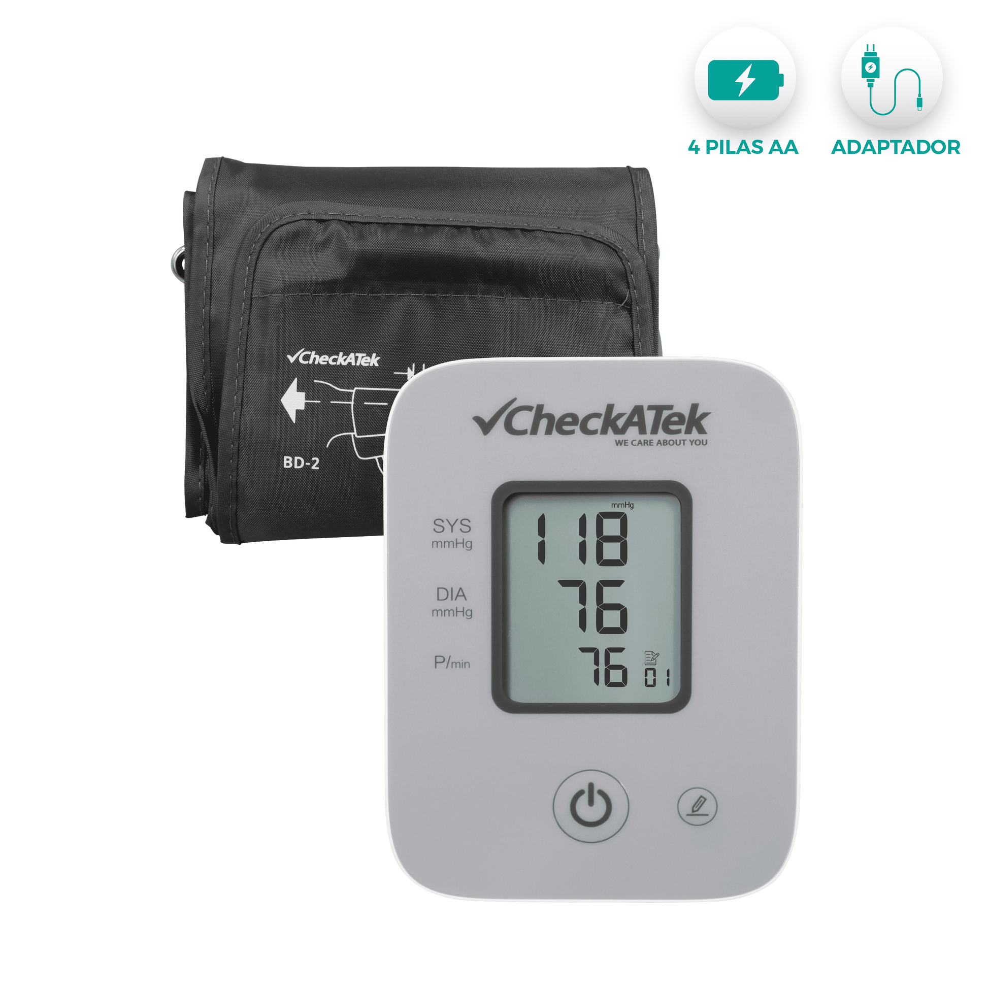 Baumanómetro Digital Automático de Brazo con Pantalla LCD y 80 Memorías BD-2 | Preciso y de fácil uso | Marca Checkatek