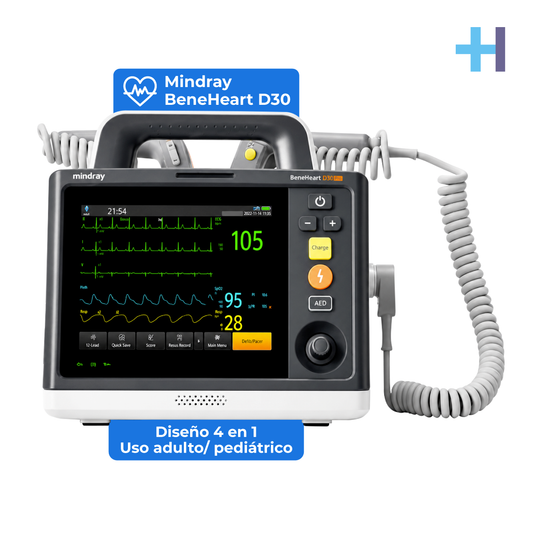 Desfibrilador monitor adulto-pediátrico BeneHeart D30 con ECG, SPO2 y PANI 4 en 1  - Marca Mindray