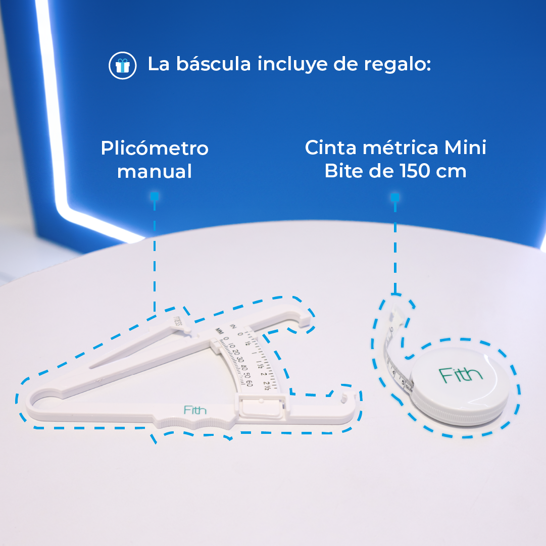 Báscula con Estadímetro de Alta Resistencia incluye plicometro de regalo Soporta Hasta 200 kg / Báscula de Acero MPS200B Marca Fith