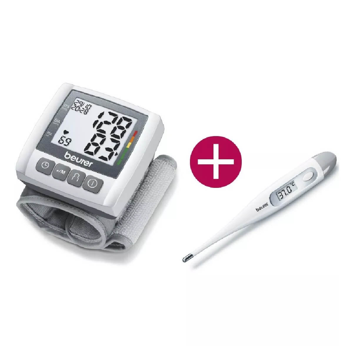 Kit Baumanómetro Digital de Muñeca BC30 con Termómetro Clínico Digital FT09 | Marca Beurer