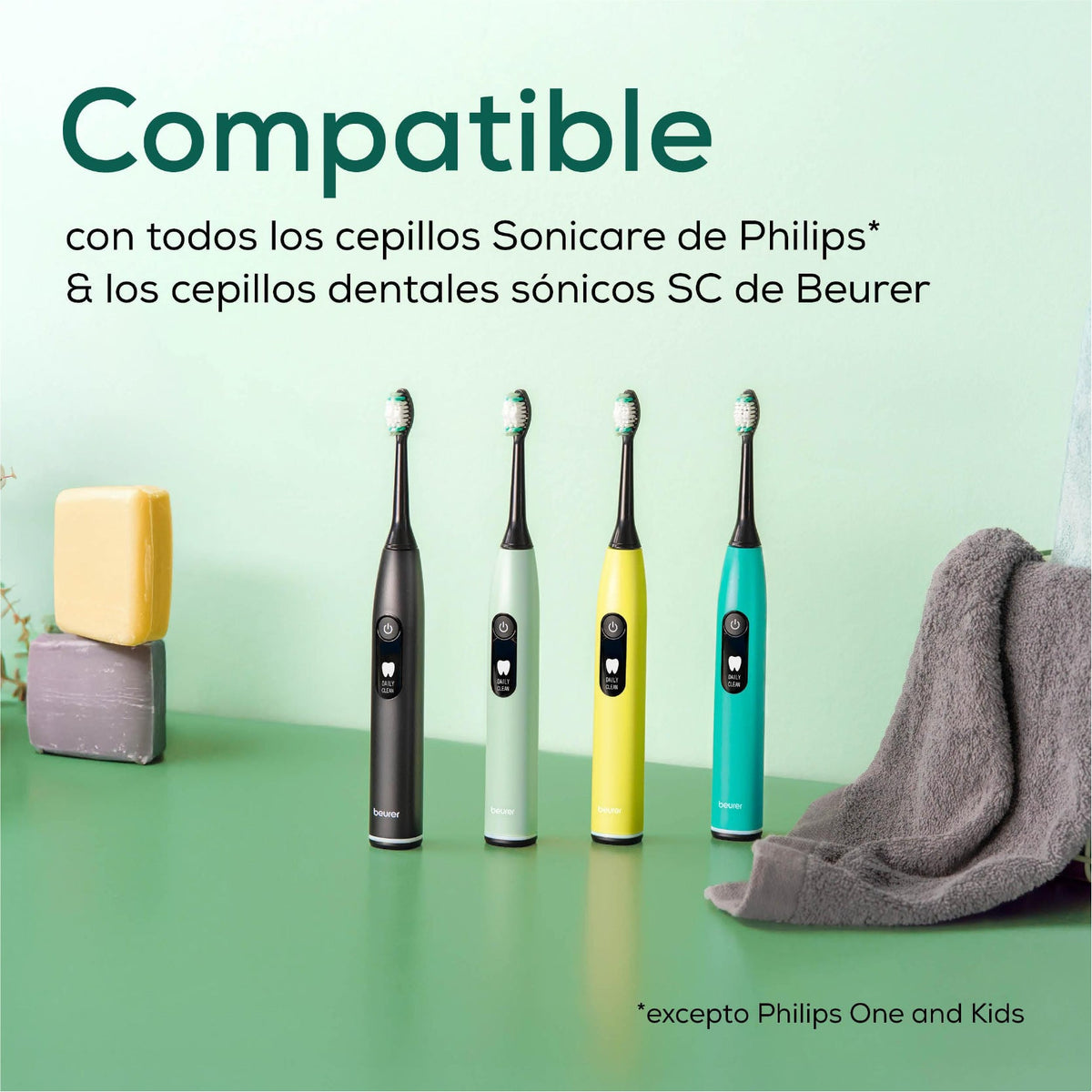 Paquete de 4 cabezales de repuesto para cepillos de dientes eléctricos Beurer