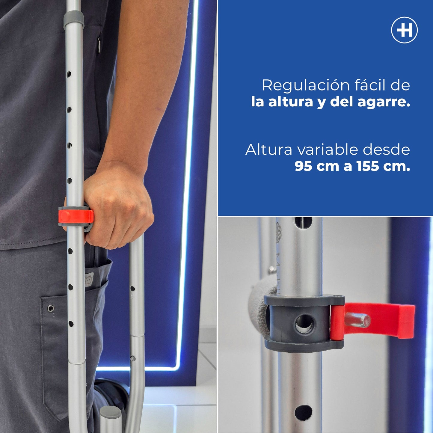 Muletas Ortopédicas Ajustables de Aluminio | Soporte hasta 110 kg | Marca Handy