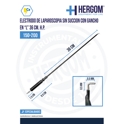 Electrodo de laparoscopia con Gancho