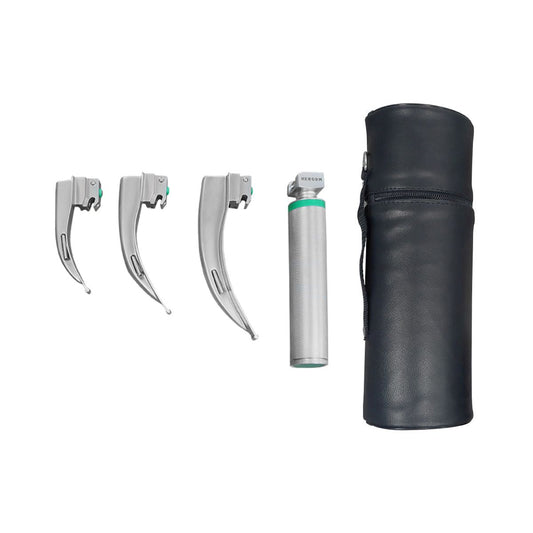 Estuche de Laringoscopio de Fibra Óptica McIntosh con 3 Hojas y Mango Universal Hergom Medical | Acero inoxidable
