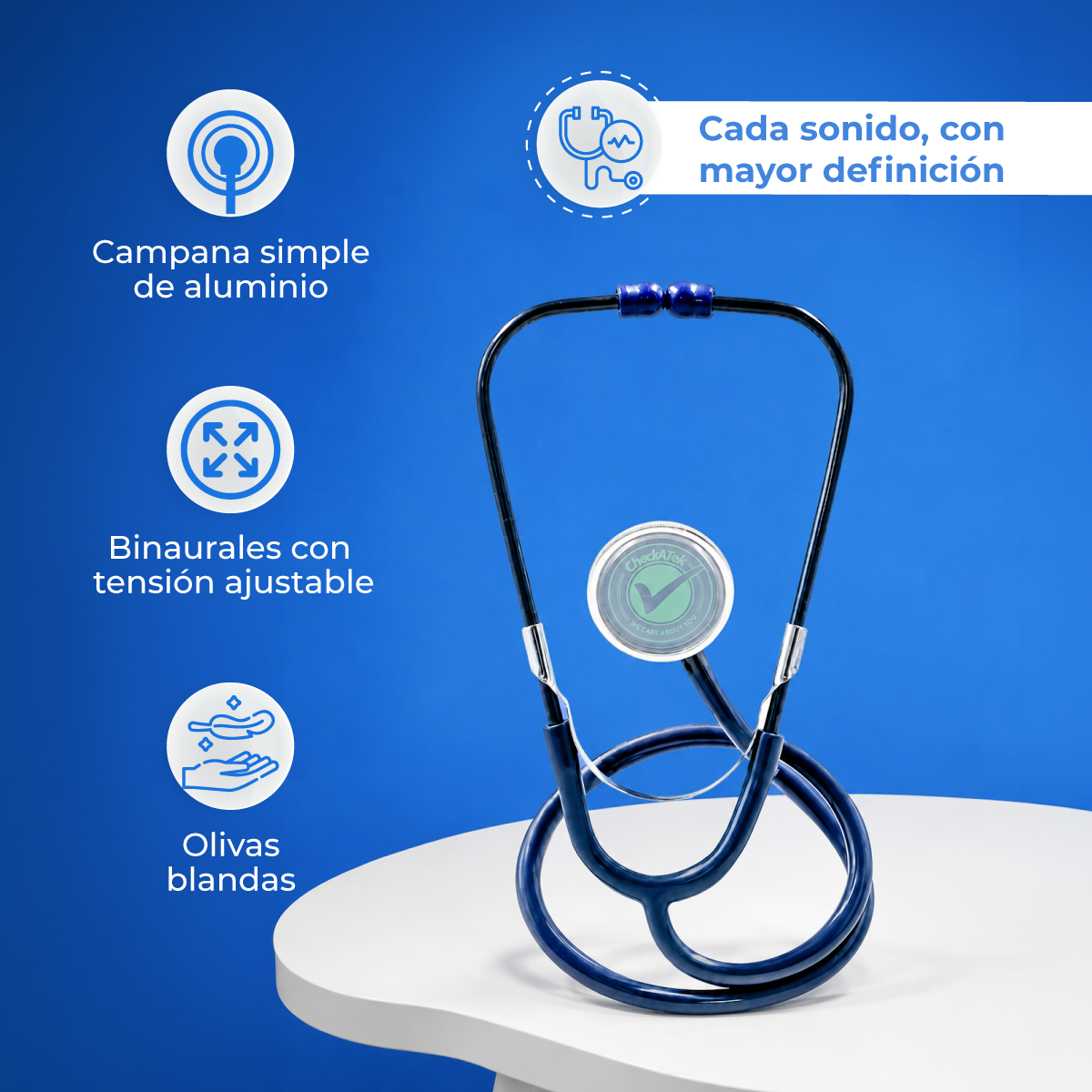 Estetoscopio Básico para Adulto | Acústica Clara y Confort Checkatek