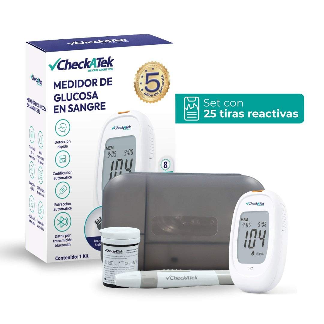 Glucómetro digital portátil con Memoria 250 Registros GL582 Checkatek