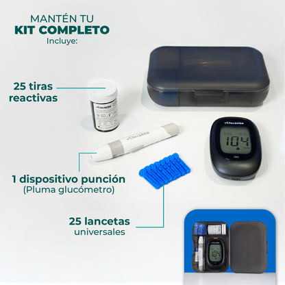 Glucómetro digital portátil con Memoria 250 Registros GL582 Checkatek