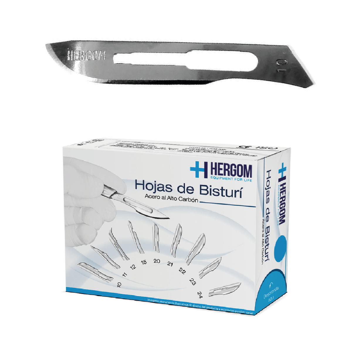 Hoja para bisturí alto carbón #10 Hergom