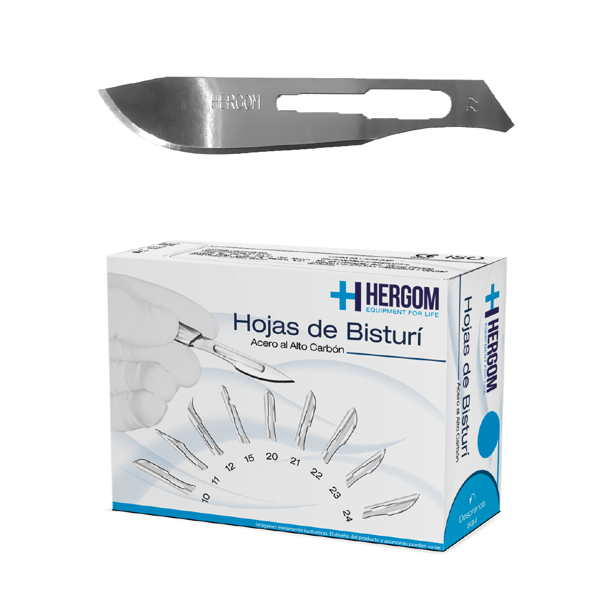 Hoja para bisturí alto carbón #22 Hergom