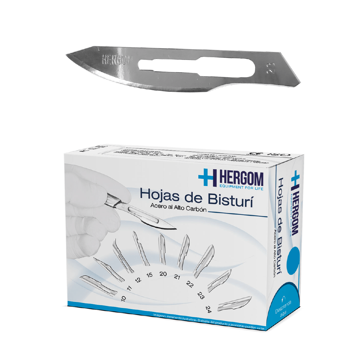 Hoja para bisturí alto carbón #23 Hergom