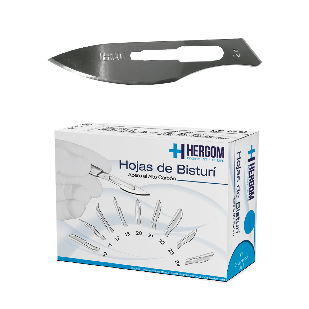 Hoja para bisturí alto carbón #24 Hergom