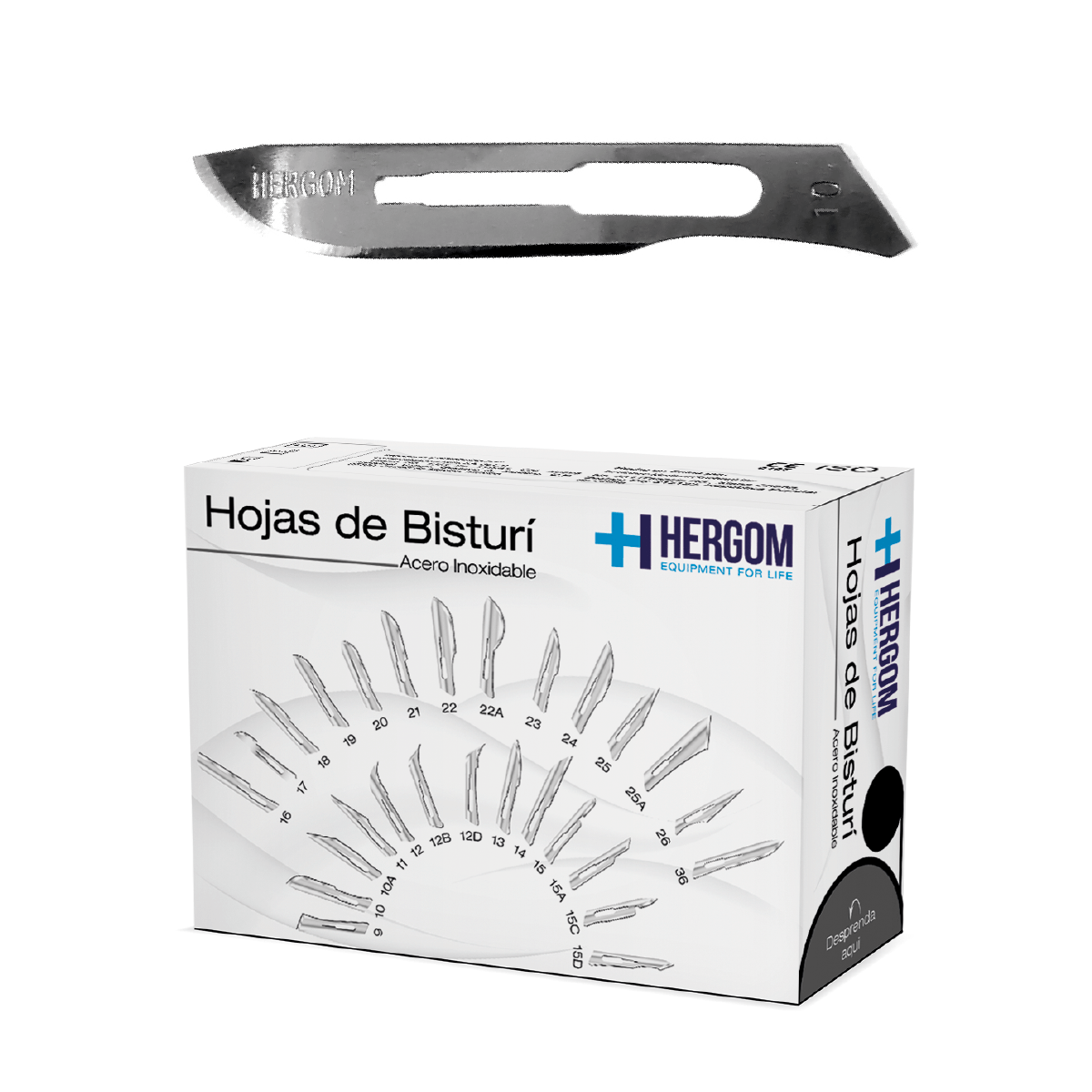 Hoja para bisturí acero inoxidable #10 Hergom