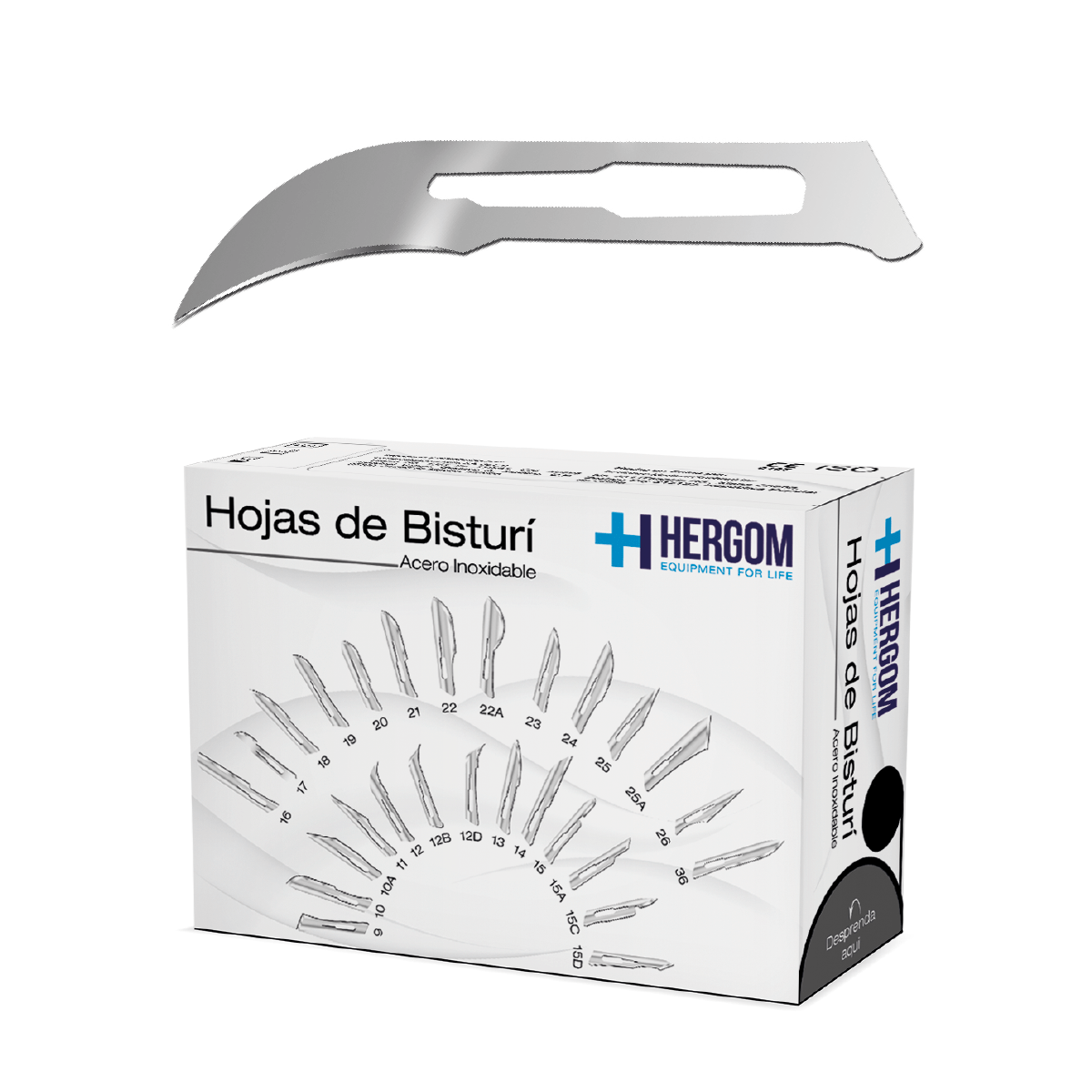 Hoja para bisturí acero inoxidable #12 Hergom