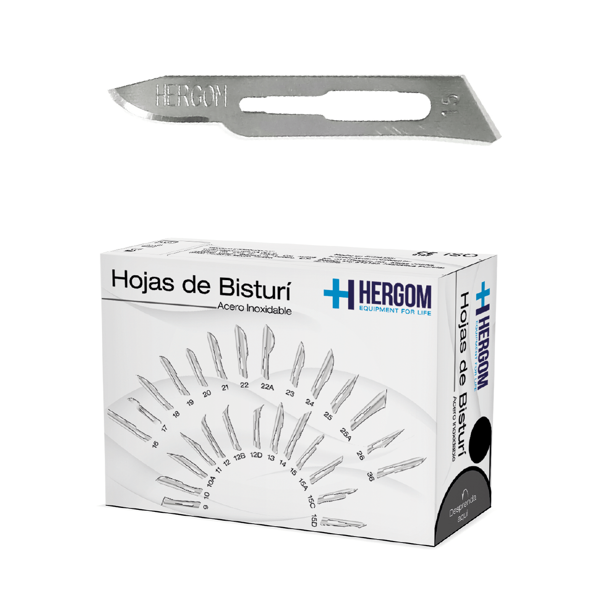 Hoja para bisturí acero inoxidable #15 Hergom