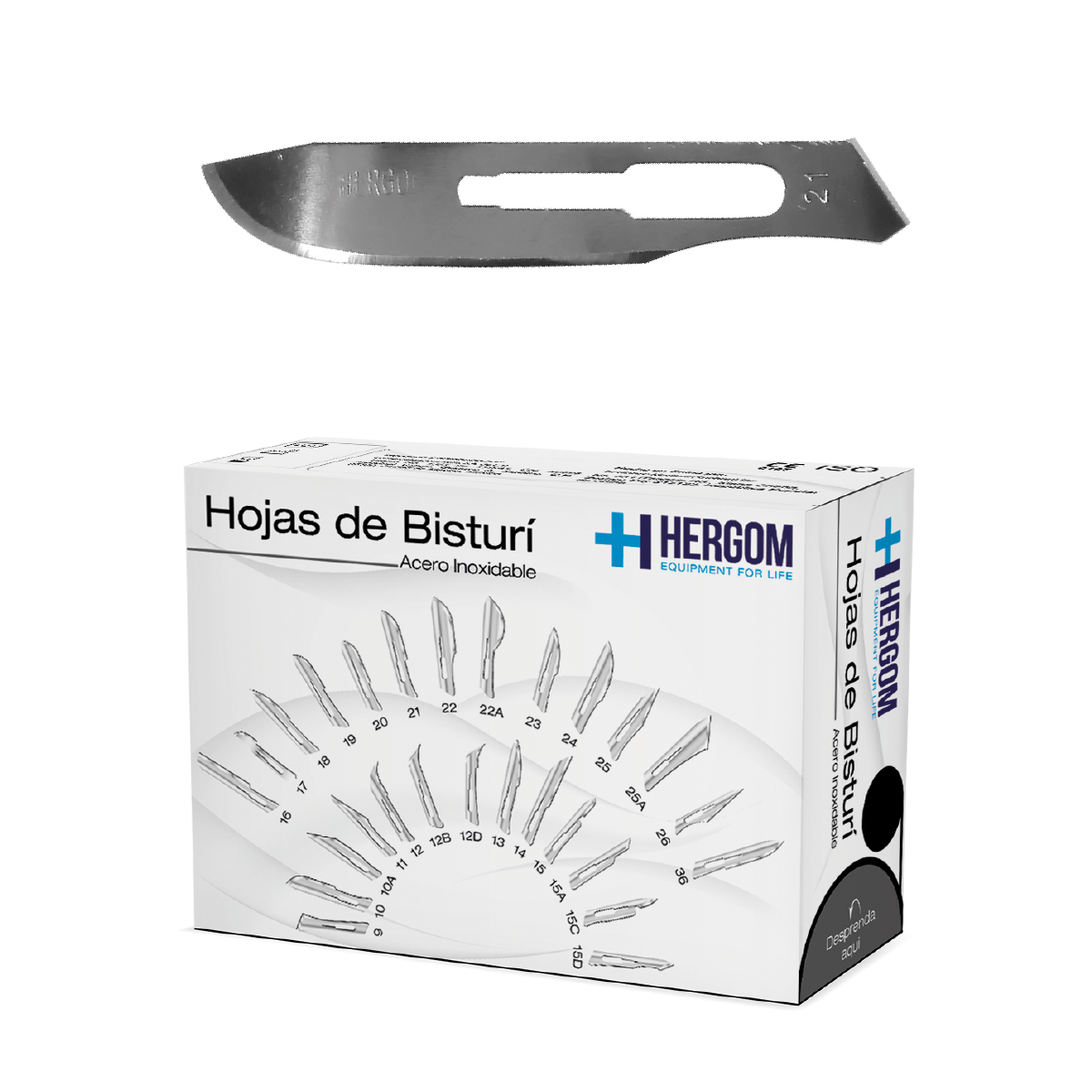 Hoja para bisturí acero inoxidable #21 Hergom