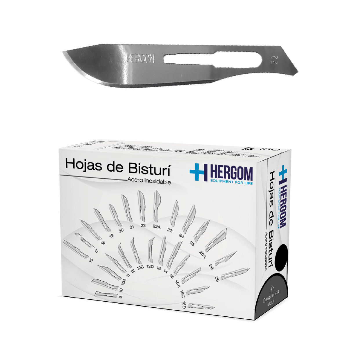 Hoja para bisturí acero inoxidable #22 Hergom