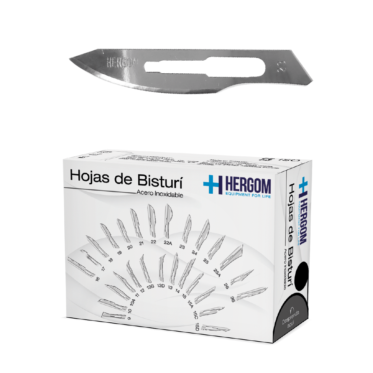 Hoja para bisturí acero inoxidable #23 Hergom