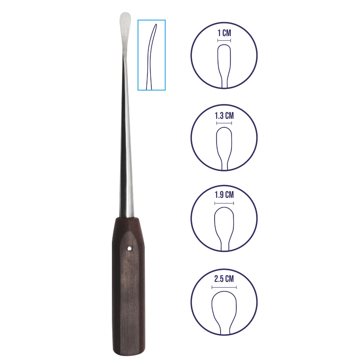 Periostotomo Cobb Legra con Mango de Madera Hergom Premium | Instrumento Quirúrgico de Acero inoxidable
