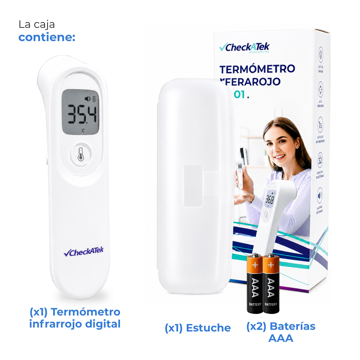 Termómetro sin contacto infrarrojo digital con pantalla retroiluminada Marca Checkatek