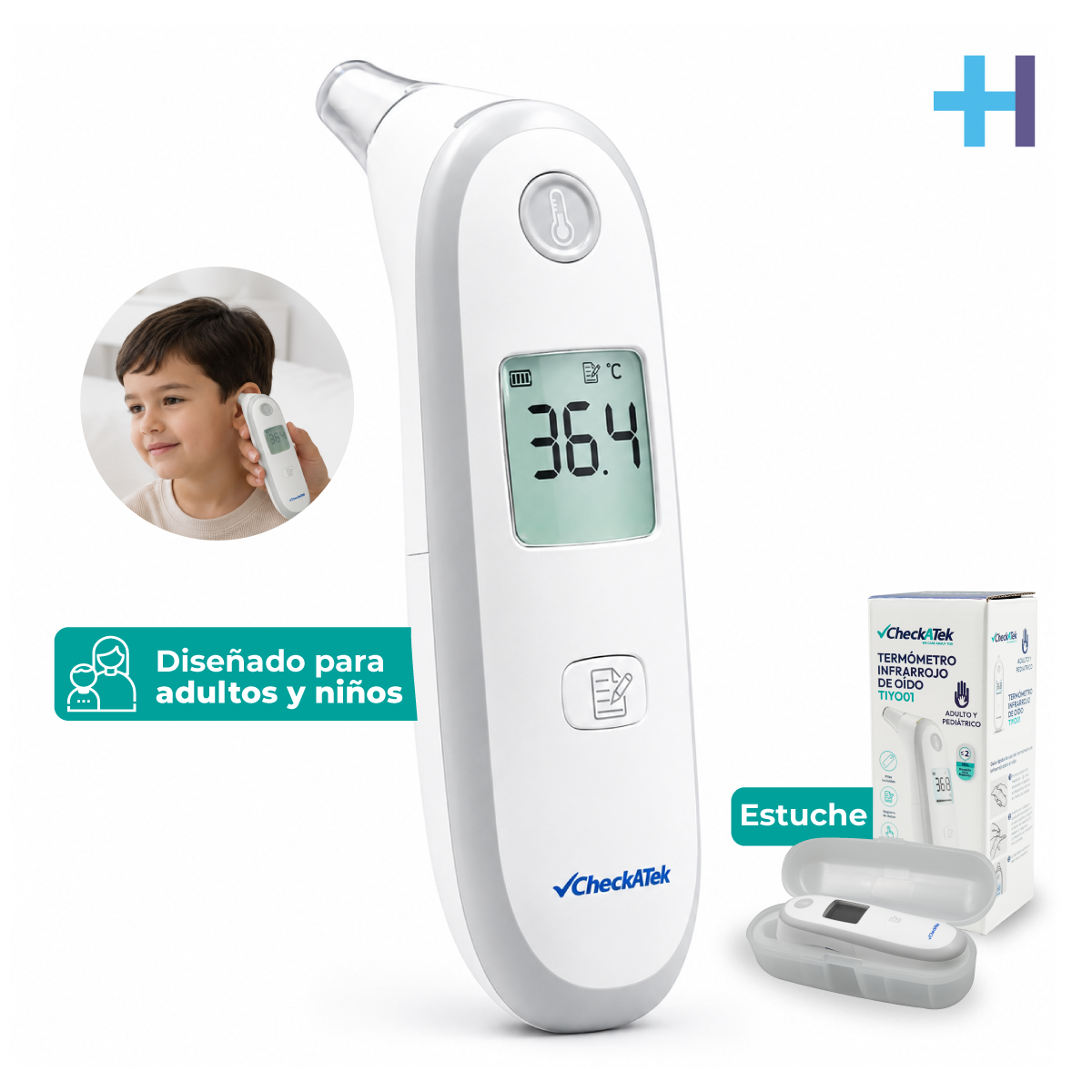 Termómetro Digital de Oído Medición Rápida TIYO01 | Marca Checkatek