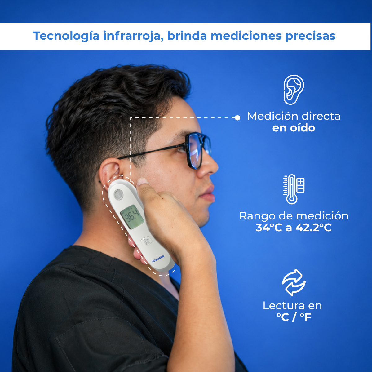 Termómetro Digital de Oído Medición Rápida TIYO01 | Marca Checkatek