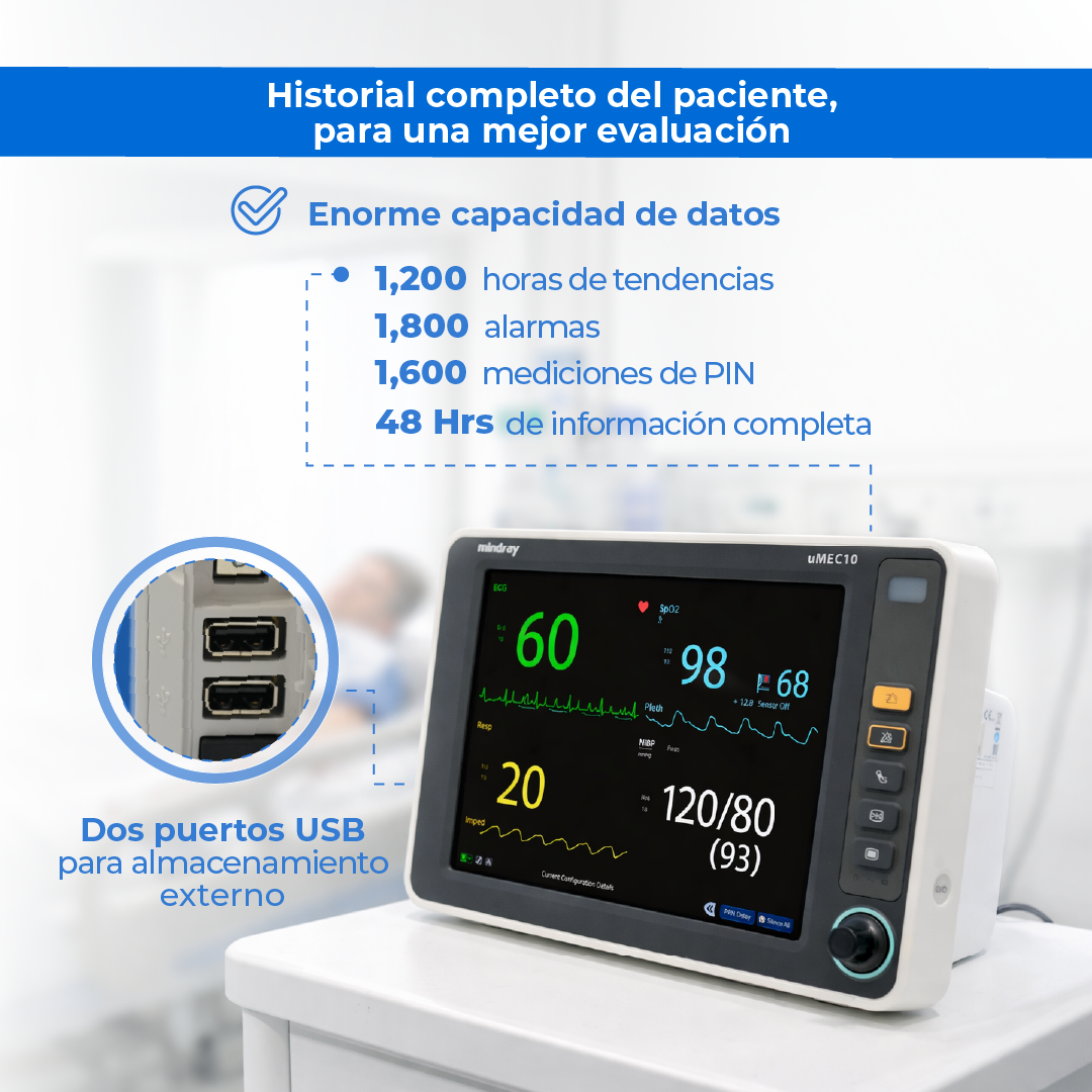 Monitor Multiparámetros de uso Humano UMEC10H - Marca Mindray