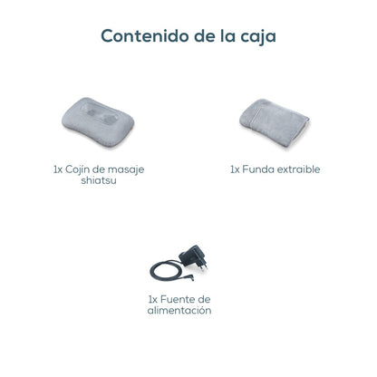 Almohada MG145 de Masaje Shiatsu para Todo el Cuerpo, Función de Luz y Calor, 4 Cabezales Distintos, Superficie Suave / MG145 Marca Beurer