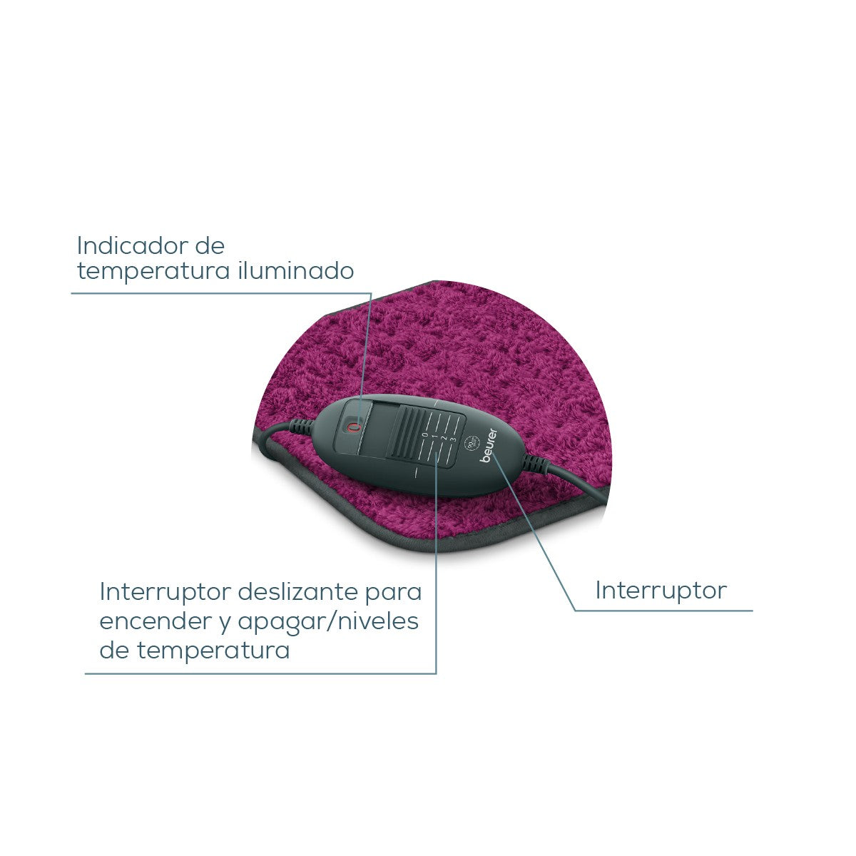 Almohadilla HK123 Térmica Extra Grande con 3 Niveles de Calor, Superficie Suave y Lavable Edición Limitada / HK123 Marca Beurer