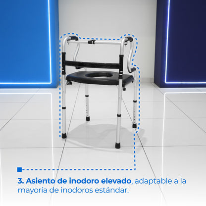 Andadera plegable AN15GDP con asiento elevado, cómodo extraíble de 5 L y y funciones para baño Handy