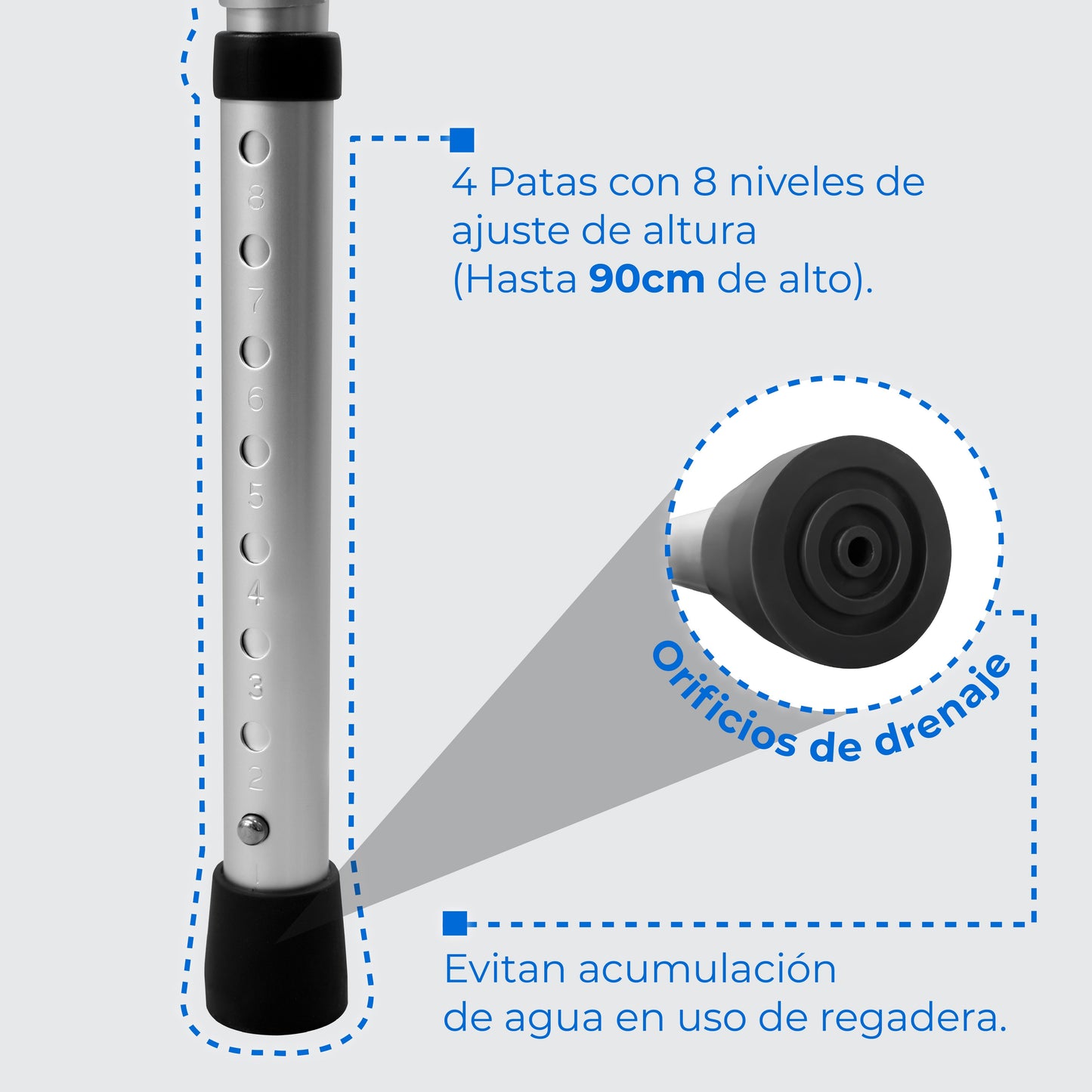 Andadera plegable AN15GDP con asiento elevado, cómodo extraíble de 5 L y y funciones para baño Handy