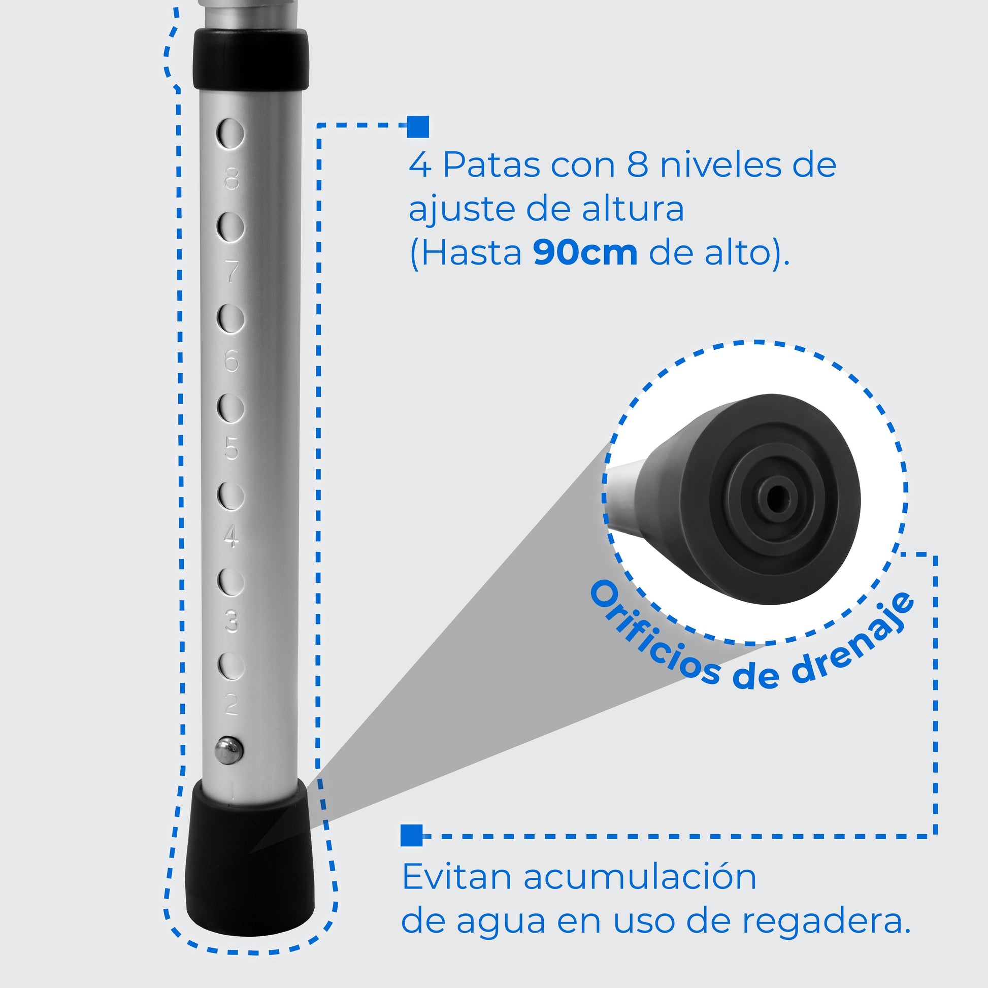 Andadera plegable AN15GDP con asiento elevado, cómodo extraíble de 5 L y y funciones para baño Handy