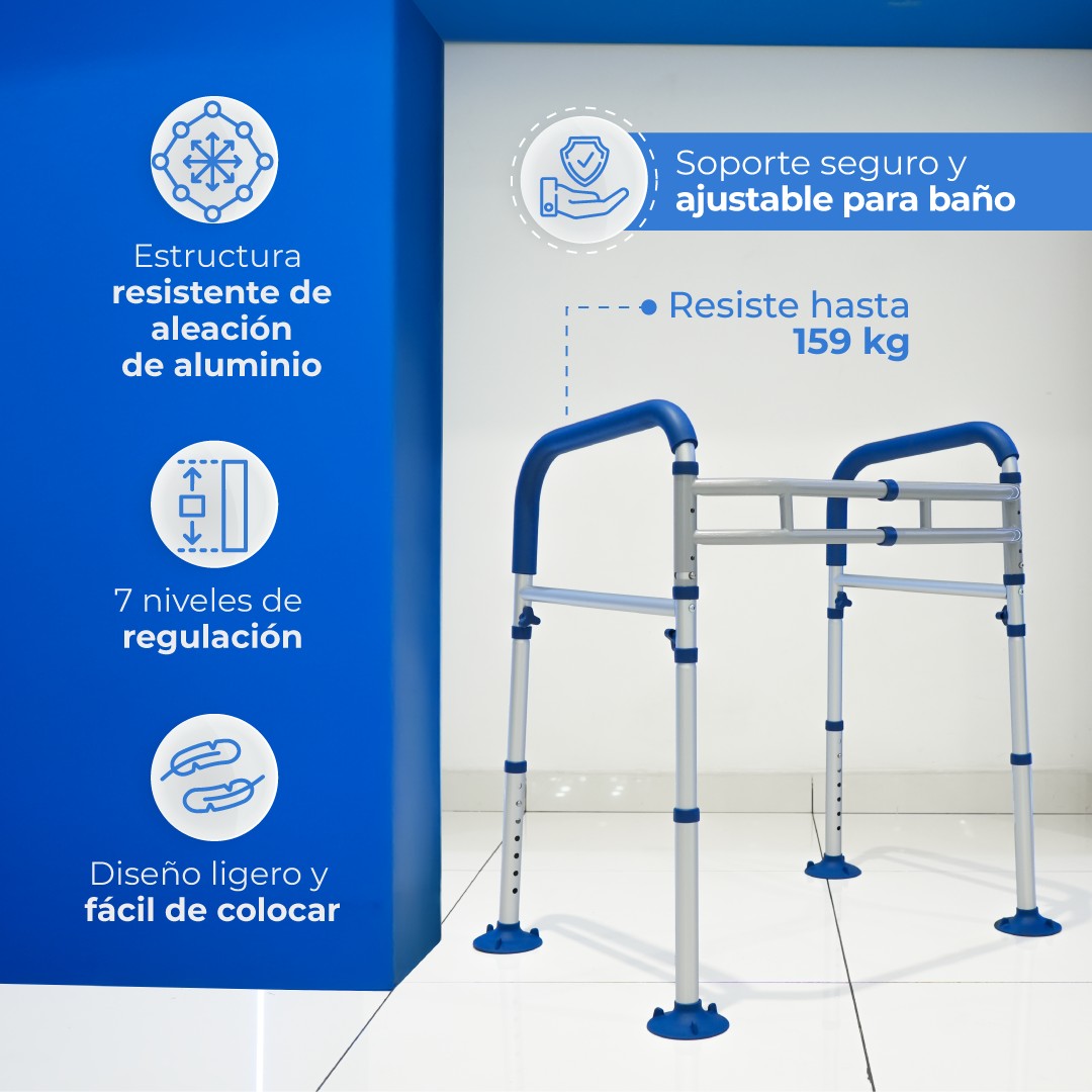 Barra de Apoyo para Baño AWC06 | Agarradera de Seguridad Antiderrapante de Acero | Handy