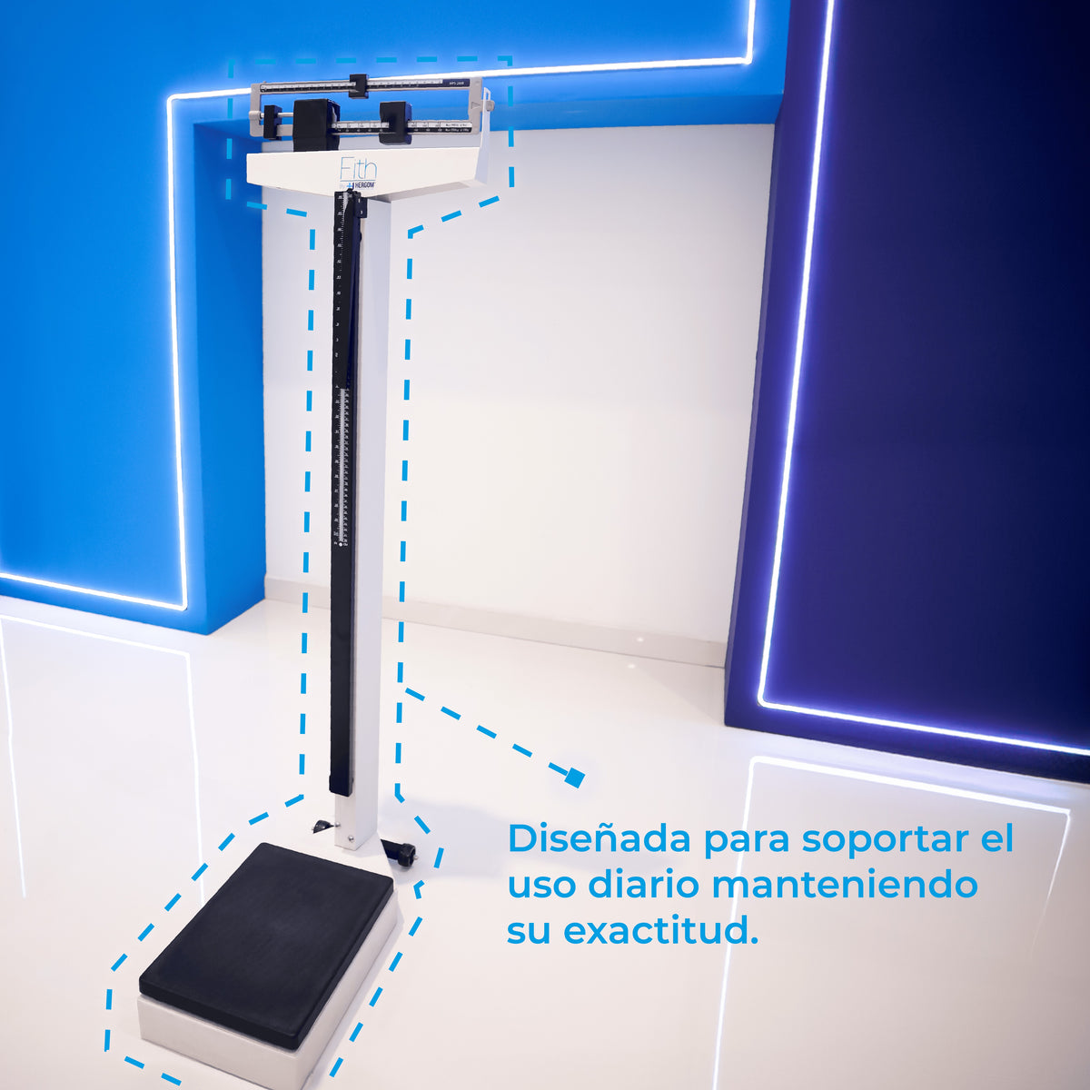 Báscula con Estadímetro de Alta Resistencia incluye plicometro de regalo Soporta Hasta 200 kg / Báscula de Acero MPS200B Marca Fith