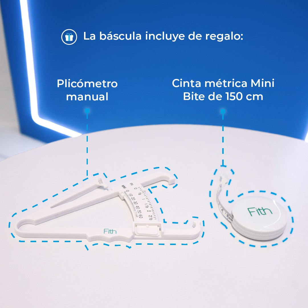 Báscula con Estadímetro de Alta Resistencia incluye plicometro de regalo Soporta Hasta 200 kg / Báscula de Acero MPS200B Marca Fith