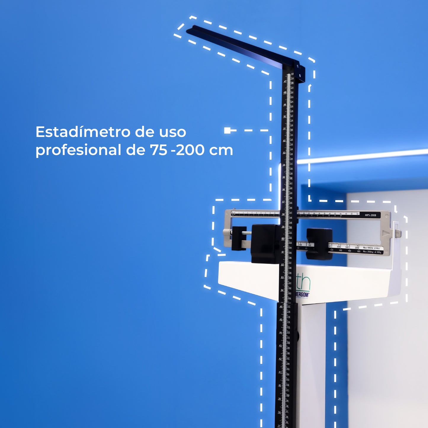 Báscula con Estadímetro de Alta Resistencia incluye plicometro de regalo Soporta Hasta 200 kg / Báscula de Acero MPS200B Marca Fith