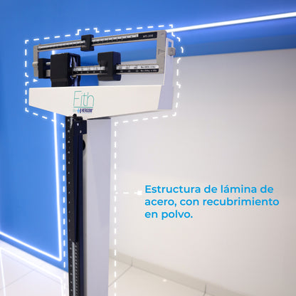 Báscula con Estadímetro de Alta Resistencia incluye plicometro de regalo Soporta Hasta 200 kg / Báscula de Acero MPS200B Marca Fith