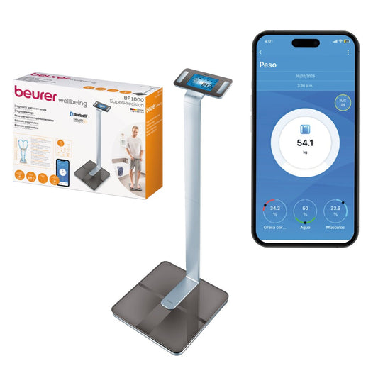 Báscula Diagnóstica BF1000 de Super Precisión con Análisis Segmentado del Cuerpo / Báscula de Bioimpedancia BF1000 Marca Beurer