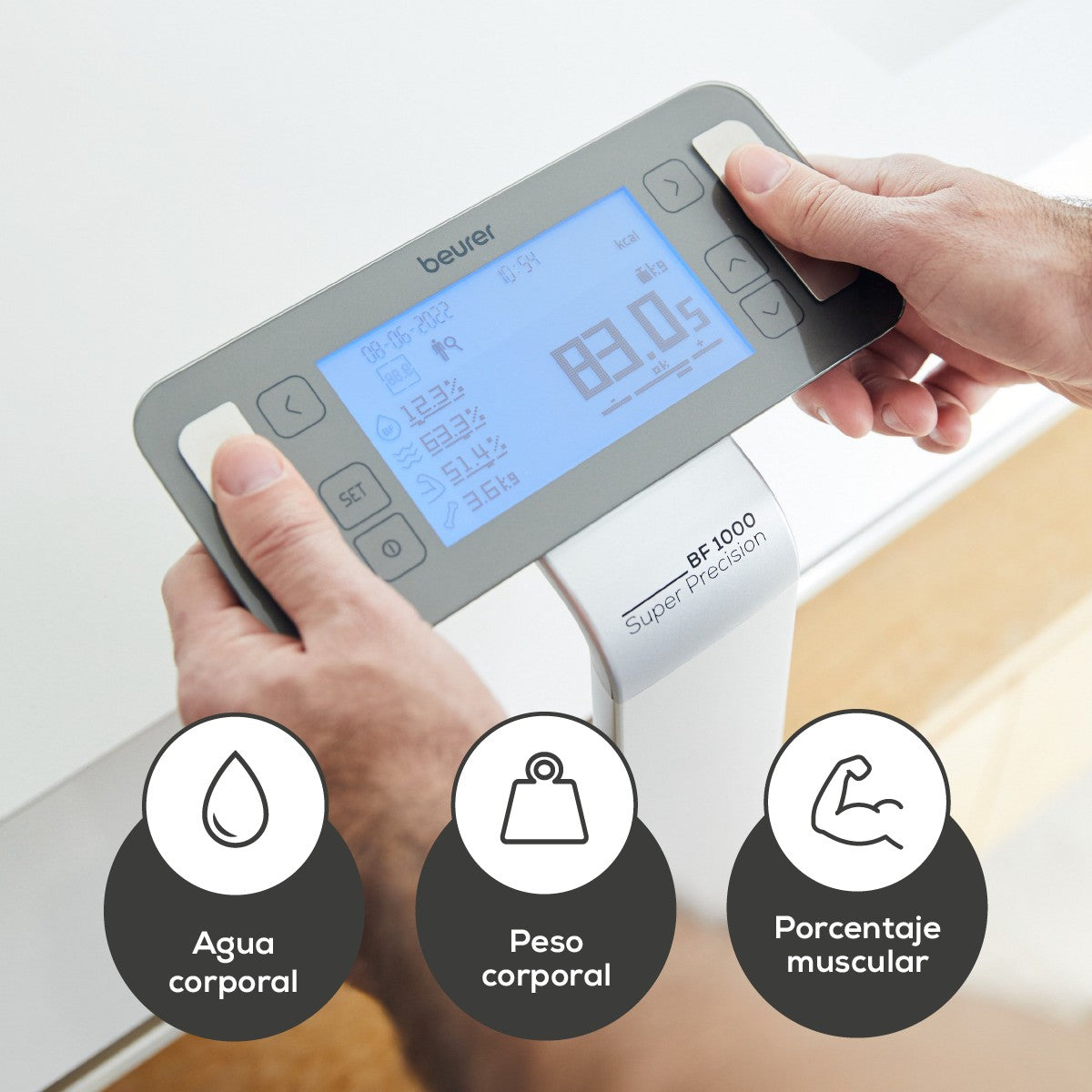 Báscula Diagnóstica BF1000 de Super Precisión con Análisis Segmentado del Cuerpo / Báscula de Bioimpedancia BF1000 Marca Beurer