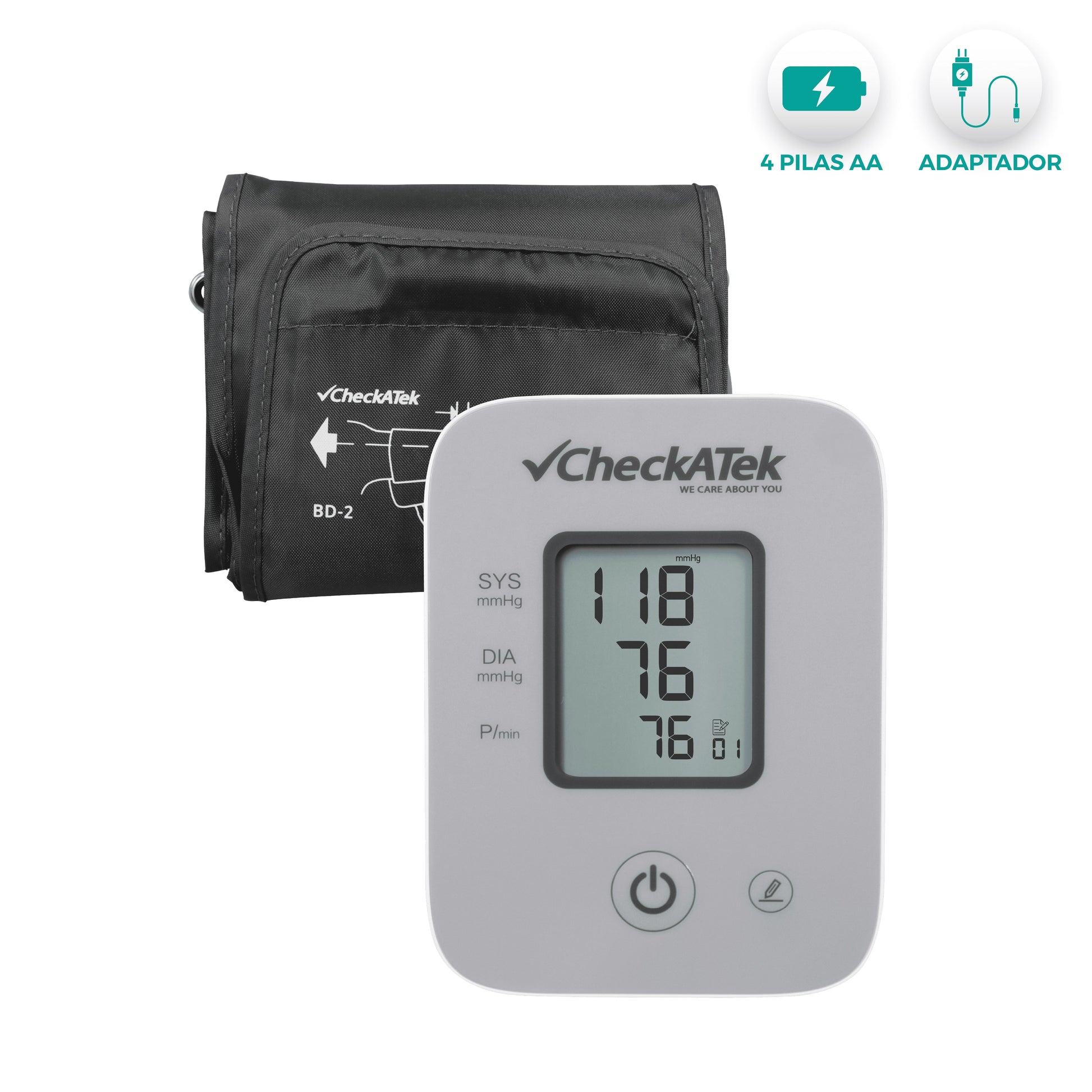 Baumanómetro Digital Automático de Brazo con Pantalla LCD y 80 Memorías BD-2 | Preciso y de fácil uso Checkatek