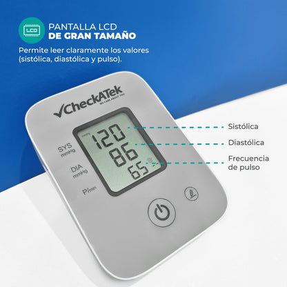 Baumanómetro Digital Automático de Brazo con Pantalla LCD y 80 Memorías BD-2 | Preciso y de fácil uso Checkatek