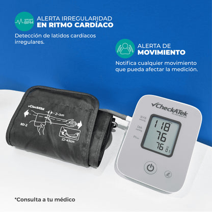 Baumanómetro Digital Automático de Brazo con Pantalla LCD y 80 Memorías BD-2 | Preciso y de fácil uso Checkatek