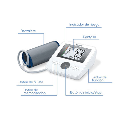 Baumanómetro Digital de Brazo BM27 Pantalla XL con Indicador de Riesgo Beurer