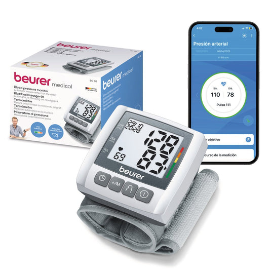 Baumanómetro digital de muñeca con medición de pulso y presión arterial BC30 Beurer