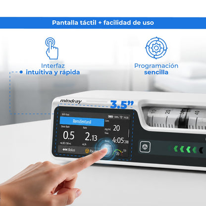 Bomba de Infusión de Jeringa con TIVA TCI de Uso Humano con Pantalla Táctil Capacitiva de 3.5 Pulgadas BeneFusion Mindray