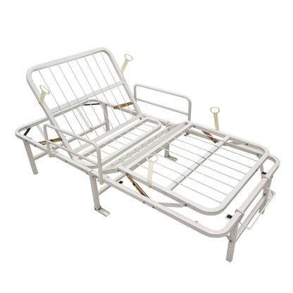 Cama hospitalaria de acero esmaltado de alta resistencia plegable con 10 niveles de altura para respaldo y 5 para reposapiernas con soporte de hasta 130 KG