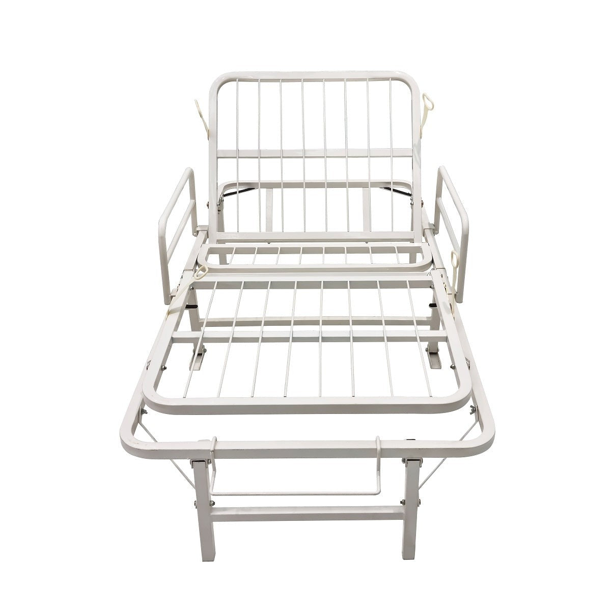 Cama hospitalaria de acero esmaltado de alta resistencia plegable con 10 niveles de altura para respaldo y 5 para reposapiernas con soporte de hasta 130 KG