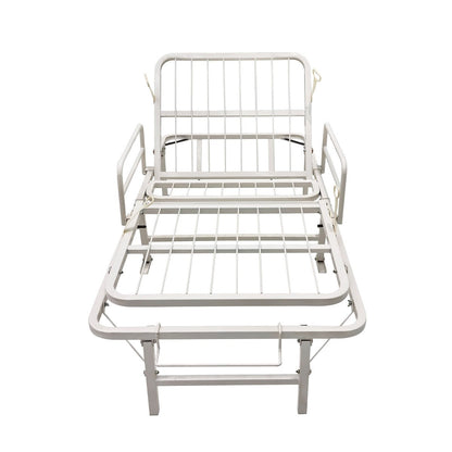 Cama hospitalaria de acero esmaltado de alta resistencia plegable con 10 niveles de altura para respaldo y 5 para reposapiernas con soporte de hasta 130 KG