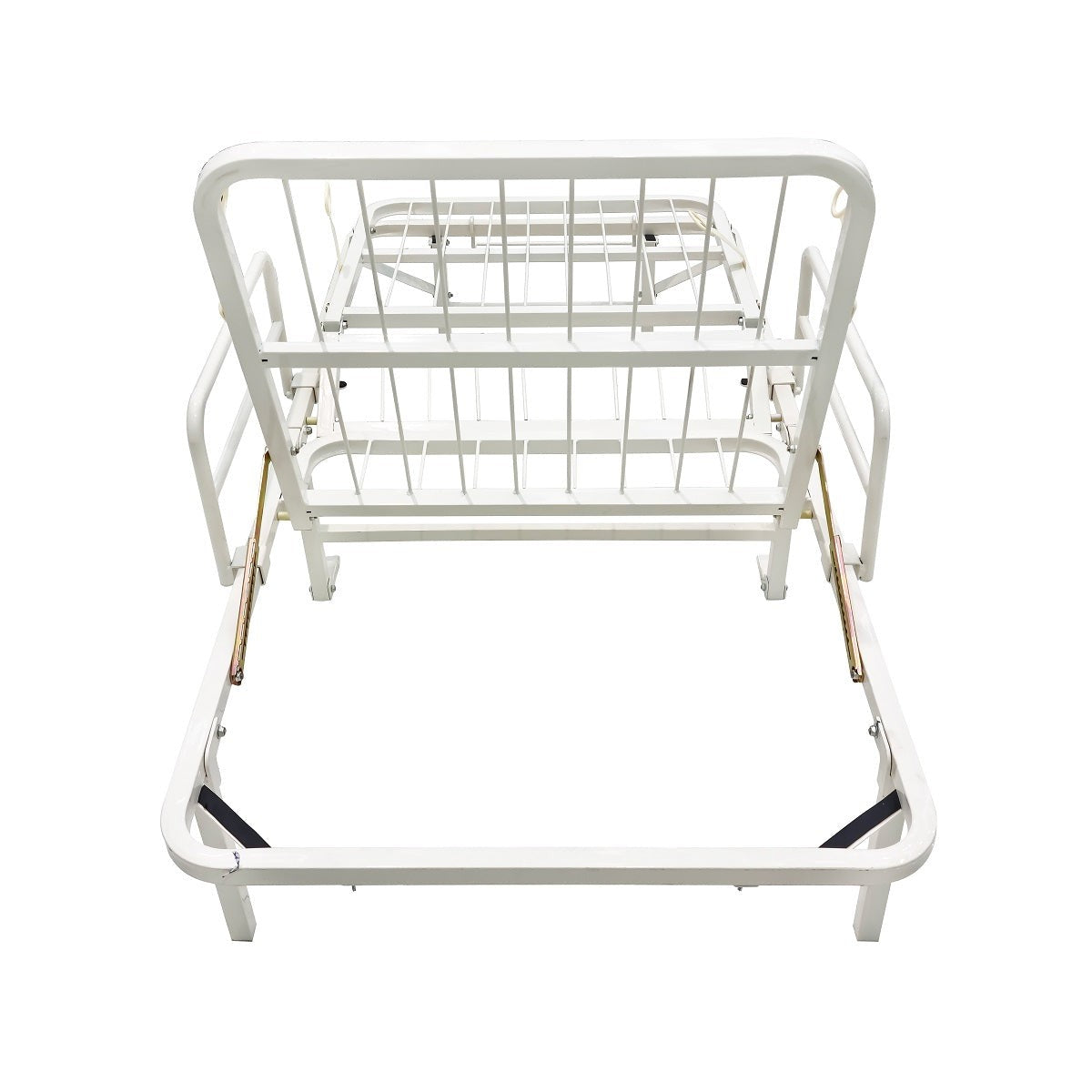 Cama hospitalaria de acero esmaltado de alta resistencia plegable con 10 niveles de altura para respaldo y 5 para reposapiernas con soporte de hasta 130 KG