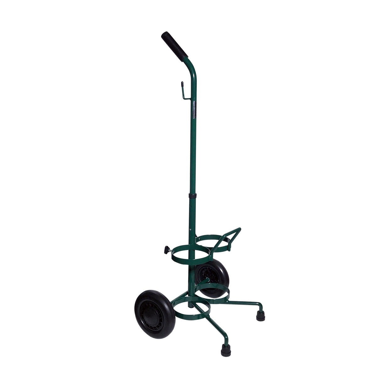Carrito porta cilindros de oxígeno doble con ruedas resistentes empuñadura de PVC ajustable y altura regulable Handy