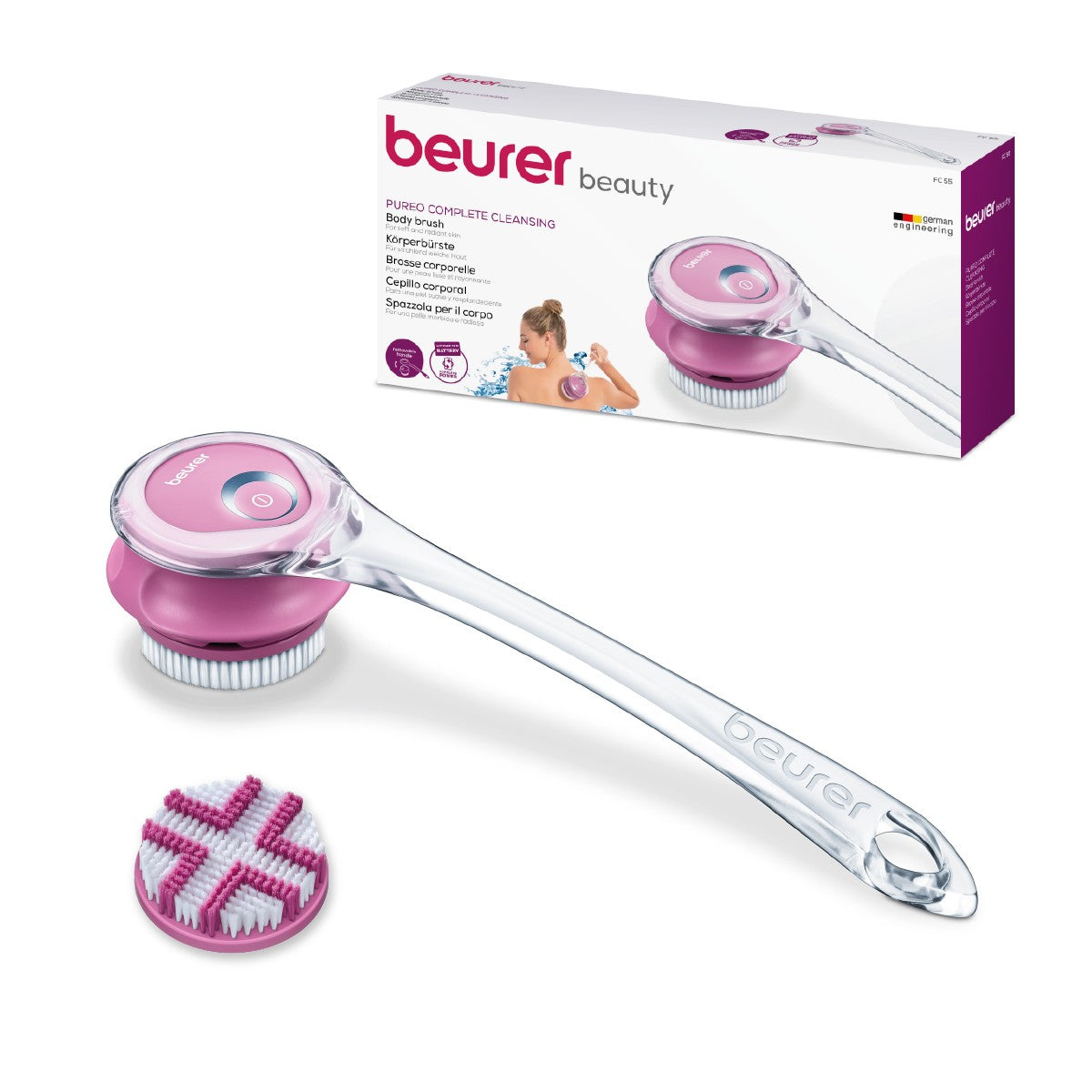 Cepillo corporal para limpieza en profundidad con mango extraíble FC55 Beurer